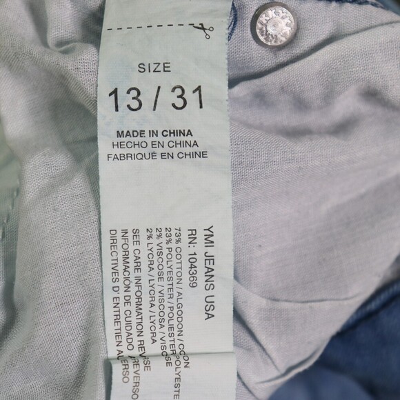 YMI GiGi Fit Flare Jeans Junior’s 13 / 31 Light Wash Wide Leg Raw Hem Retro Y2K - Picture 2 of 13